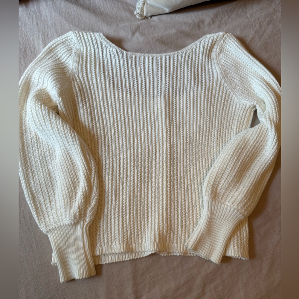 Sezane Cream Open-Knit Scoop Neck Cardigan - Picture 9 of 11